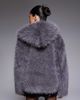 The Frolic The Frolic exclusive faux fur hooded jacket in dark gray - 3