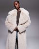 The Frolic The Frolic exclusive faux fur maxi oversized collar maxi coat in beige-Neutral - 4