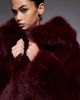 The Frolic The Frolic exclusive faux fur maxi oversized collar maxi coat in dark cherry-Red - 2