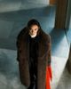 The Frolic The Frolic Exclusive faux fur oversized collar maxi coat in brown - 1