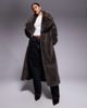 The Frolic The Frolic Exclusive faux fur oversized collar maxi coat in brown - 2
