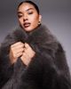 The Frolic The Frolic Exclusive faux fur oversized collar maxi coat in brown - 3