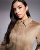 The Frolic The Frolic exclusive faux suede balloon sleeve bomber jacket in mocha-Brown - 3
