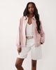 The Frolic The Frolic exclusive faux suede balloon sleeve collared bomber jacket in baby pink - 1