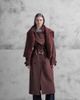 The Frolic The Frolic Exclusive faux suede oversized collar detail belted trench coat in plum-Purple - 1