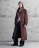 The Frolic The Frolic Exclusive faux suede oversized collar detail belted trench coat in plum-Purple - 3