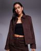 The Frolic The Frolic Exclusive faux suede pocket front wide cuff jacket in chocolate - part of a set-Brown - 1