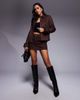The Frolic The Frolic Exclusive faux suede pocket front wide cuff jacket in chocolate - part of a set-Brown - 2