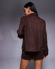 The Frolic The Frolic Exclusive faux suede pocket front wide cuff jacket in chocolate - part of a set-Brown - 3
