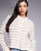The Frolic The Frolic exclusive fluffy knit button up cardigan in beige & cream stripe-White - 1