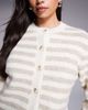 The Frolic The Frolic exclusive fluffy knit button up cardigan in beige & cream stripe-White - 3