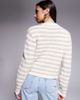 The Frolic The Frolic exclusive fluffy knit button up cardigan in beige & cream stripe-White - 4