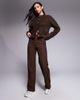 The Frolic The Frolic exclusive fluffy knit button up cardigan in chocolate-Brown - 2