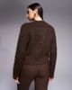 The Frolic The Frolic exclusive fluffy knit button up cardigan in chocolate-Brown - 3