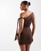 The Frolic The Frolic exclusive hot fix off shoulder tie detail bodycon mini dress in chocolate-Brown - 2