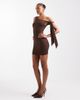 The Frolic The Frolic exclusive hot fix off shoulder tie detail bodycon mini dress in chocolate-Brown - 4