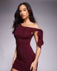 The Frolic The Frolic exclusive hot fix off shoulder tie detail bodycon mini dress in plum-Purple - 1