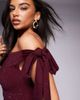 The Frolic The Frolic exclusive hot fix off shoulder tie detail bodycon mini dress in plum-Purple - 2