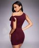 The Frolic The Frolic exclusive hot fix off shoulder tie detail bodycon mini dress in plum-Purple - 4