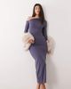 The Frolic The Frolic exclusive jersey supersoft off shoulder maxi dress in slate blue - 1