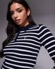 The Frolic The Frolic exclusive knit collared henley long sleeve top in navy & cream - part of a set-Black - 1