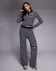 The Frolic The Frolic exclusive knit collared henley long sleeve top in navy & cream - part of a set-Black - 2