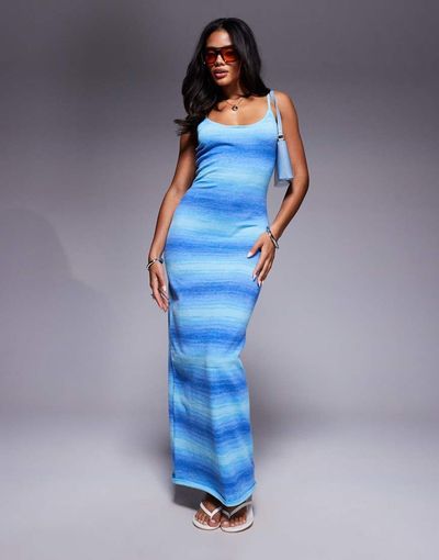 The Frolic The Frolic exclusive knit maxi beach dress in blue ombre
