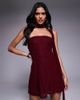 The Frolic The Frolic exclusive lace ruched bust detail bandeau flippy hem mini dress with scarf detail in burgundy-Red - 1