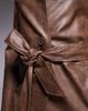 The Frolic The Frolic exclusive leather look button up belted maxi coat in vintage brown - 4