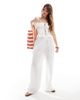 The Frolic The Frolic Exclusive linen blend strapless tie front ruched beach top in white - part of a set - 3