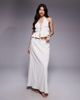 The Frolic The Frolic exclusive linen look crinkle tie front halterneck top in cream - part of a set-White - 3