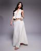The Frolic The Frolic exclusive linen look crinkle tie waist maxi skirt in cream - part of a set-White - 1