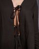The Frolic The Frolic exclusive linen mix tie front long sleeve beach top in chocolate - part of a set-Brown - 3