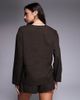The Frolic The Frolic exclusive linen mix tie front long sleeve beach top in chocolate - part of a set-Brown - 4