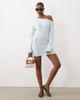 The Frolic The Frolic exclusive off the shoulder t-shirt mini dress in blue stripes - 1