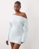 The Frolic The Frolic exclusive off the shoulder t-shirt mini dress in blue stripes - 3