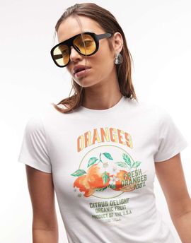 The Frolic The Frolic exclusive orange graphic front baby tee in white