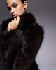 The Frolic The Frolic exclusive oversized collar faux fur jacket in brown - 2