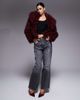 The Frolic The Frolic exclusive oversized collar mongolian faux fur jacket in burgundy-Purple - 2