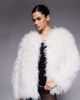 The Frolic The Frolic exclusive oversized mongolian faux fur jacket in cream-White - 1
