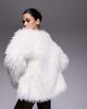 The Frolic The Frolic exclusive oversized mongolian faux fur jacket in cream-White - 4