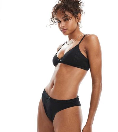 The Frolic The Frolic exclusive pointelle low rise briefs in black - part of a set