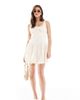 The Frolic The Frolic exclusive poplin ruched bust dropped waist puffball mini dress in cream-White - 1