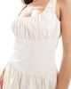 The Frolic The Frolic exclusive poplin ruched bust dropped waist puffball mini dress in cream-White - 2