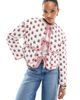 The Frolic The Frolic exclusive quilted bow tie front reversible jacket in cream floral and red stripe-Multi - 1