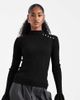 The Frolic The Frolic exclusive rib knit pearl detail flare sleeve sweater in black - 1
