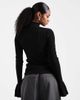 The Frolic The Frolic exclusive rib knit pearl detail flare sleeve sweater in black - 3