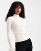 The Frolic The Frolic exclusive rib knit pearl detail flare sleeve sweater in cream-White - 1
