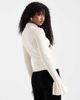 The Frolic The Frolic exclusive rib knit pearl detail flare sleeve sweater in cream-White - 3