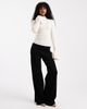 The Frolic The Frolic exclusive rib knit pearl detail flare sleeve sweater in cream-White - 4